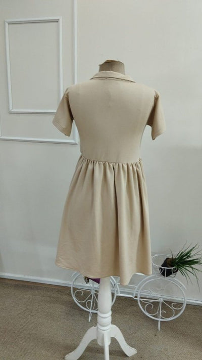 Rochie Scurtă Viscozë Două Straturi cu Gât V, Mâneci Scurte, Drapaj la Talie, 37040