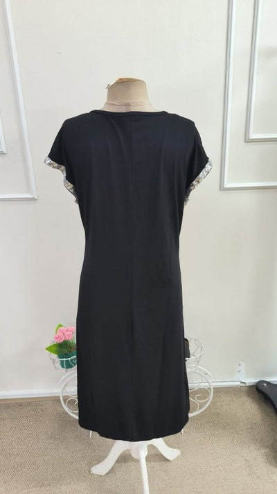 Rochie Midi Viscozë cu Mâneci Scurte, Fermoar la Gât, 37098