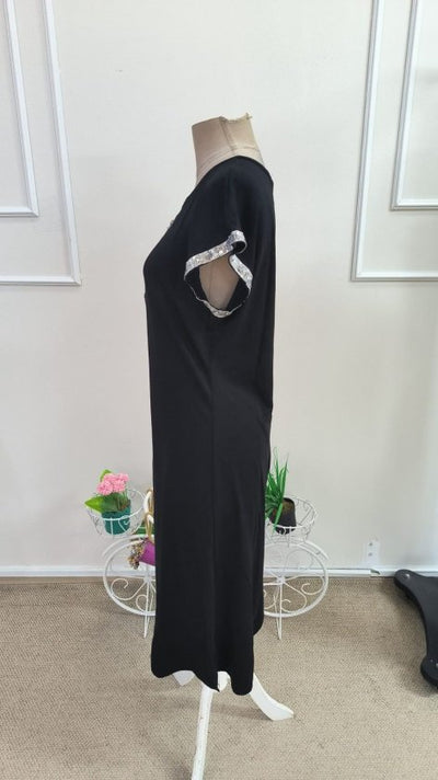 Rochie Midi Viscozë cu Mâneci Scurte, Fermoar la Gât, 37098