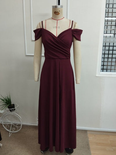Rochie din crep Janjan cu decolteu în V, bretele subțiri și umeri lăsați, pentru femei, 37122