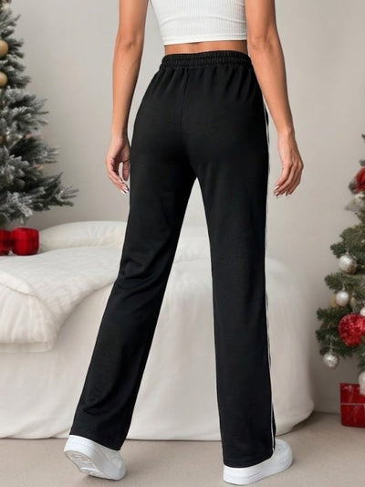 Pantalon de trening Viscon din doi fire pentru femei cu talie înaltă, detaliu benzi laterale, 37160