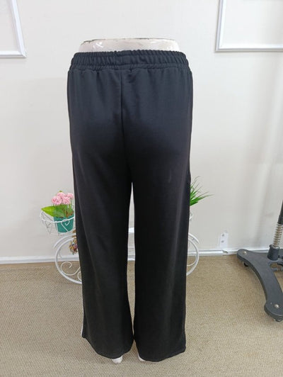 Pantalon de trening Viscon din doi fire pentru femei cu talie înaltă, detaliu benzi laterale, 37160