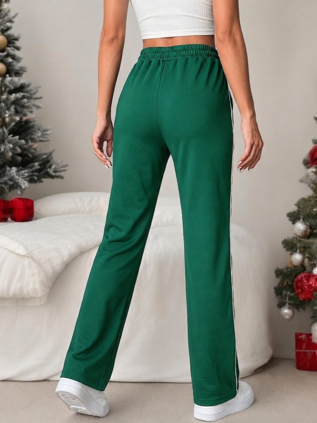 Pantalon de trening Viscon din doi fire pentru femei cu talie înaltă, detaliu benzi laterale, 37161