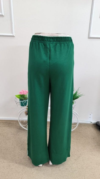 Pantalon de trening Viscon din doi fire pentru femei cu talie înaltă, detaliu benzi laterale, 37161