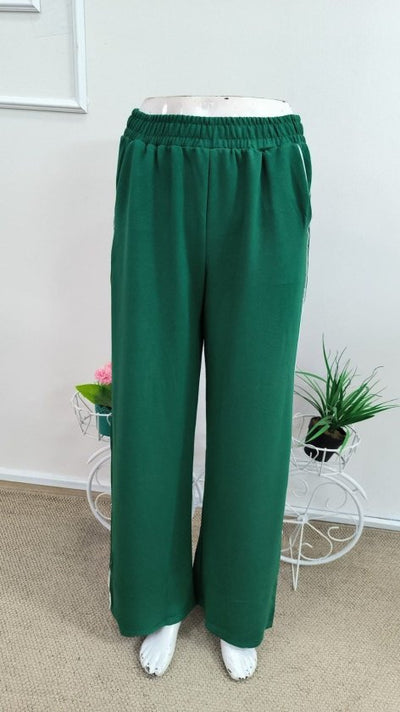 Pantalon de trening Viscon din doi fire pentru femei cu talie înaltă, detaliu benzi laterale, 37161