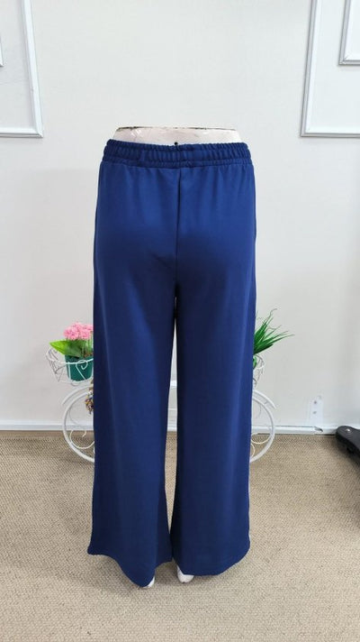 Pantalon de trening Viscon din doi fire pentru femei cu talie înaltă, detaliu benzi laterale, 37162