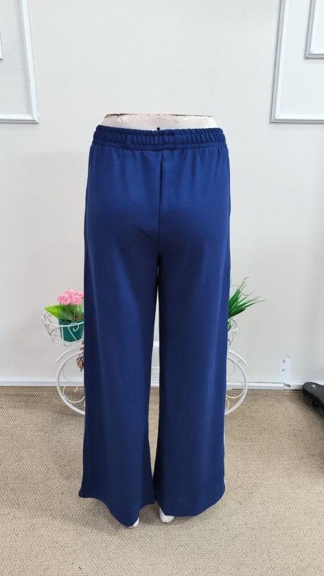 Pantalon de trening Viscon din doi fire pentru femei cu talie înaltă, detaliu benzi laterale, 37162