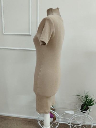 Rochie scurtă Corset pentru femei cu mâneci scurte, gât rotund, butoni, 37173