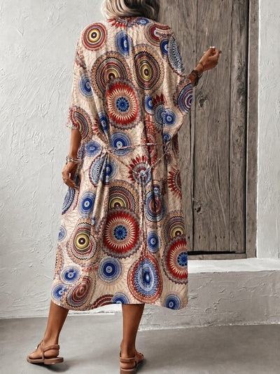 Kimono lung pentru femei cu mâneci scurte, deschidere din față la talie, strângere la talie, 37197