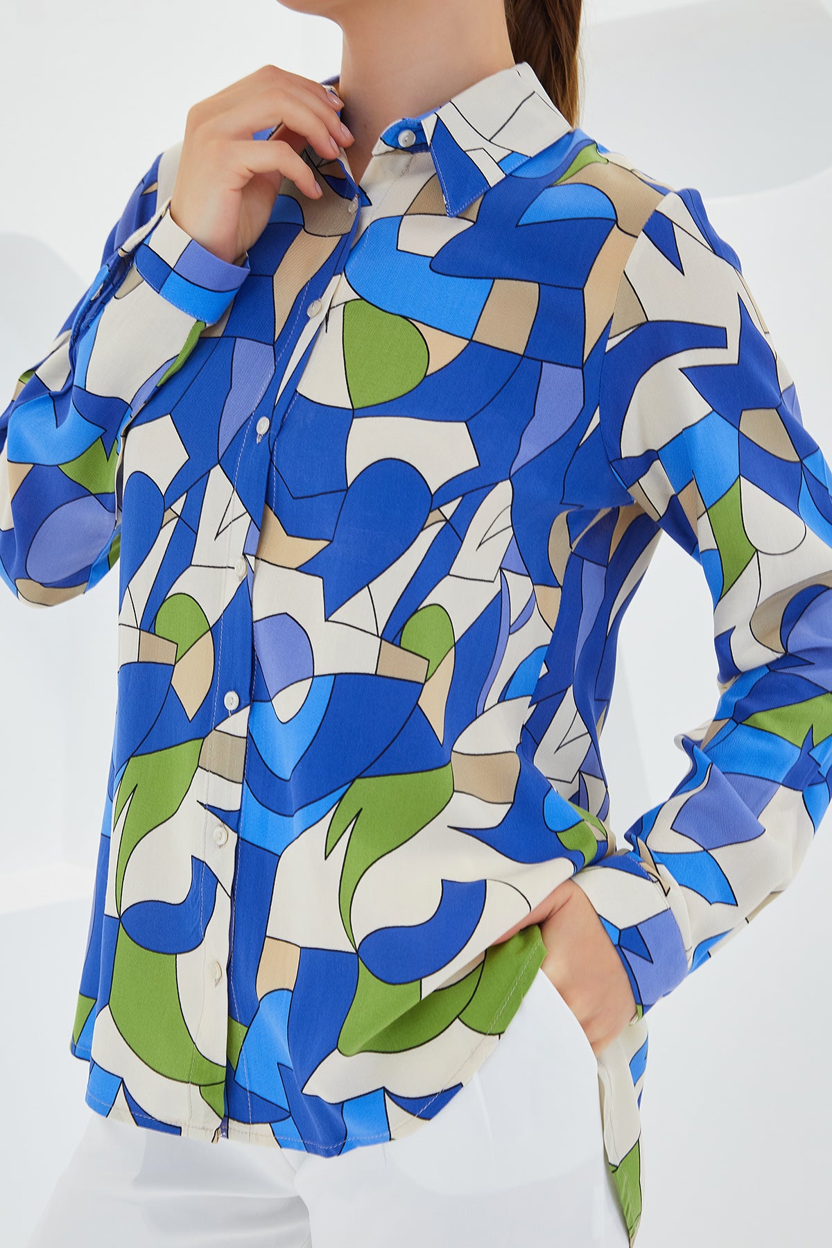 3721 Cămașă cu Model Grafic - Indigo