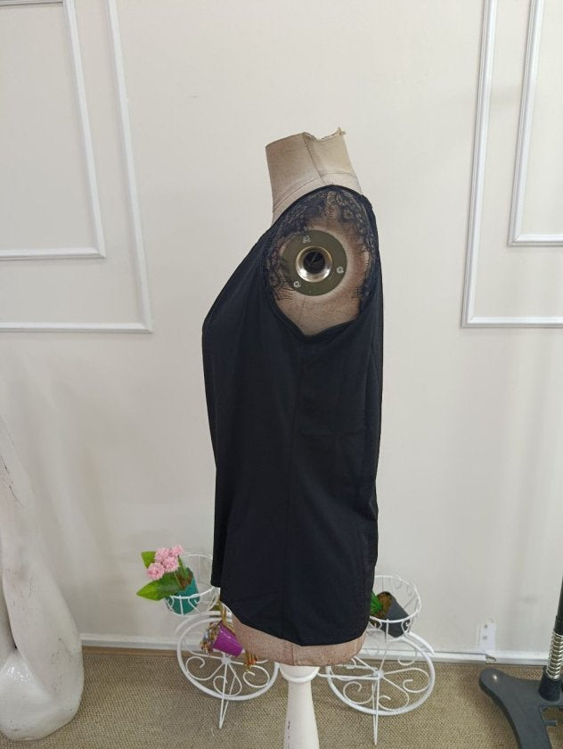 Bluză din Viscon țesut pentru femei cu mâneci scurte, guler V dominator, 37220