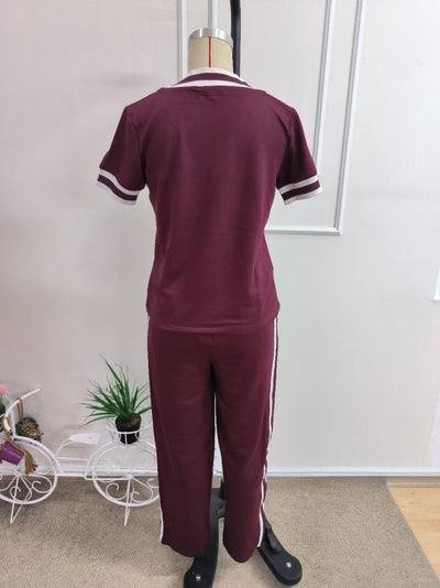 Kadın Kısa Kollu V Yakalı Viskon Iki Iplik Bluz Ve Pantolon Ikili Takım, 37227