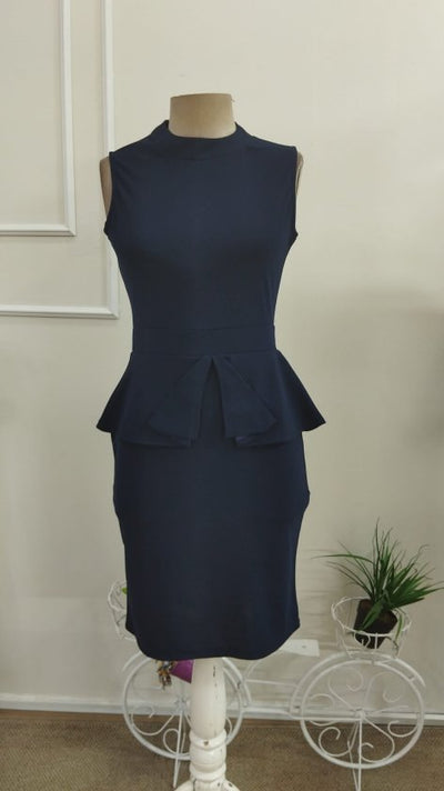 Rochie din Crep de import pentru femei cu guț rotund, tăiere îngustă, detaliu volant la talie, 37229