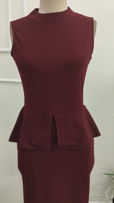 Rochie din Crep de import pentru femei cu guț rotund, tăiere îngustă, detaliu volant la talie, 37230