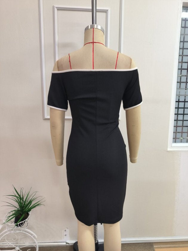 Rochie scurtă din Janjan Crep pentru femei cu umerii goi și detaliu panglică, 37257