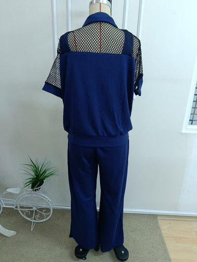 Ansamblu Dual Jachetă și Pantaloni Modal pentru Femei cu Mâneci Scurte, Guler și Nasturi Frontali cu Detalii File, 37678