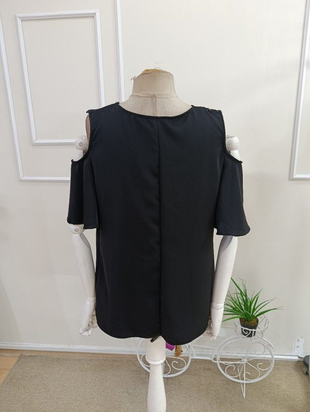 Kadın Kısa Kollu Askılı Dantel Detaylı Dubai Bluz , 37352
