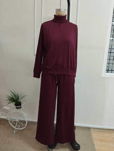 Costum două piese bluză și pantaloni vâsc mânecă lungă guler ciocan doi straturi, 37414