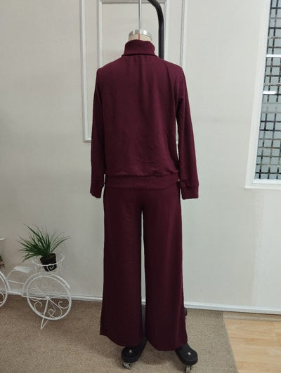 Costum două piese bluză și pantaloni vâsc mânecă lungă guler ciocan doi straturi, 37414
