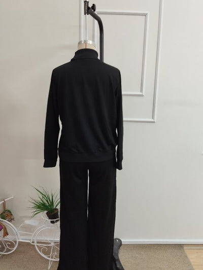 Compleu bluză tip barcă din viscoză dublă cu mâneci lungi și pantalon, 37415