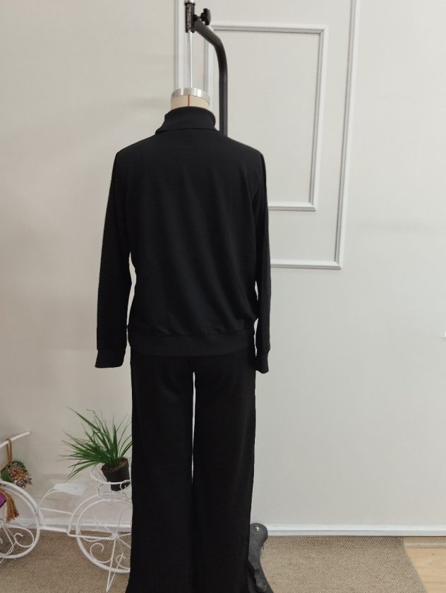 Compleu bluză tip barcă din viscoză dublă cu mâneci lungi și pantalon, 37415