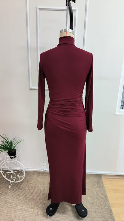 Rochie lungă din material ușor cu mâneci lungi, guler barcă, 37442