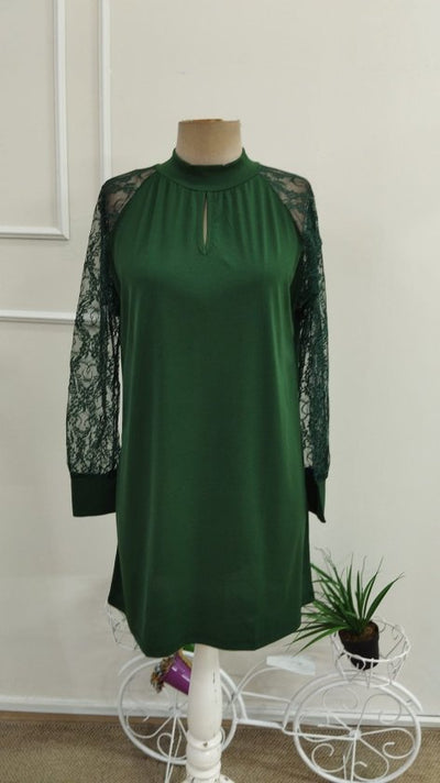 Rochie mini din material ușor cu mâneci lungi, cu detaliu picătură, 37450