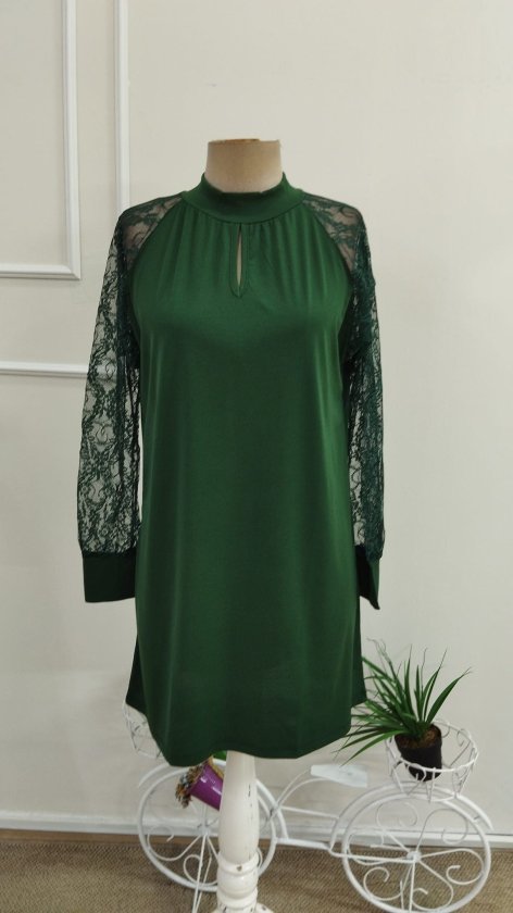 Rochie mini din material ușor cu mâneci lungi, cu detaliu picătură, 37450