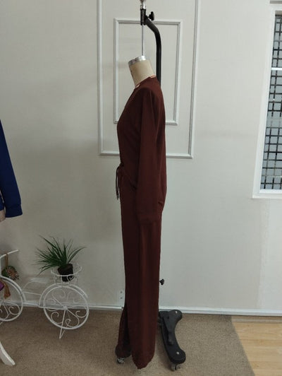 Compleu bluză V-neck cu viscoză dublă și pantalon cu detaliu deschizătură, 37524