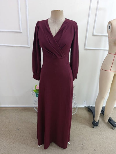 Rochie crepon cu mâneci lungi, guler wrap, deschizătură laterală, 37527