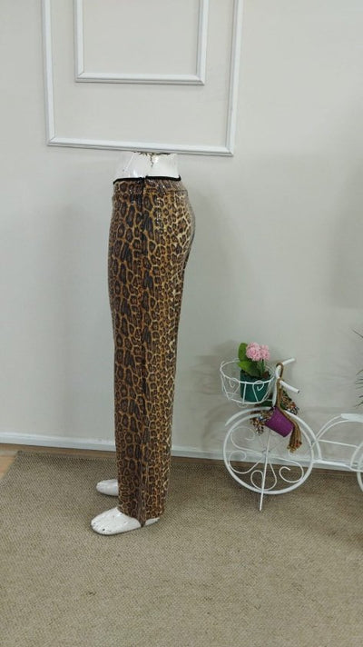Pantaloni pentru femei cu talie înaltă, fermoar lateral, model cu paiete, 37612