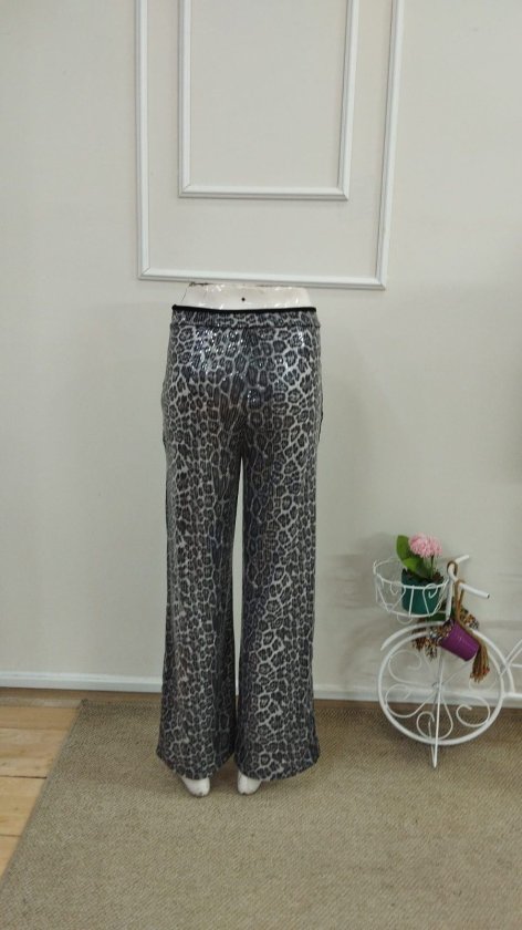 Pantaloni pentru femei cu talie înaltă, fermoar lateral, model cu paiete, 37614