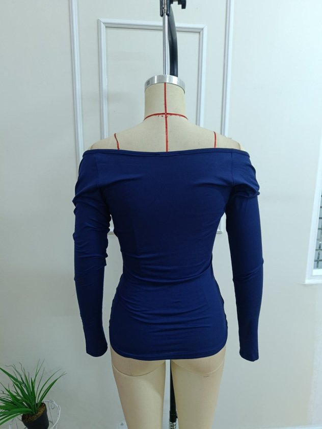 Bluză din Viscon cu Mâneci Lungi și Guler Cruzat pentru Femei, 37662
