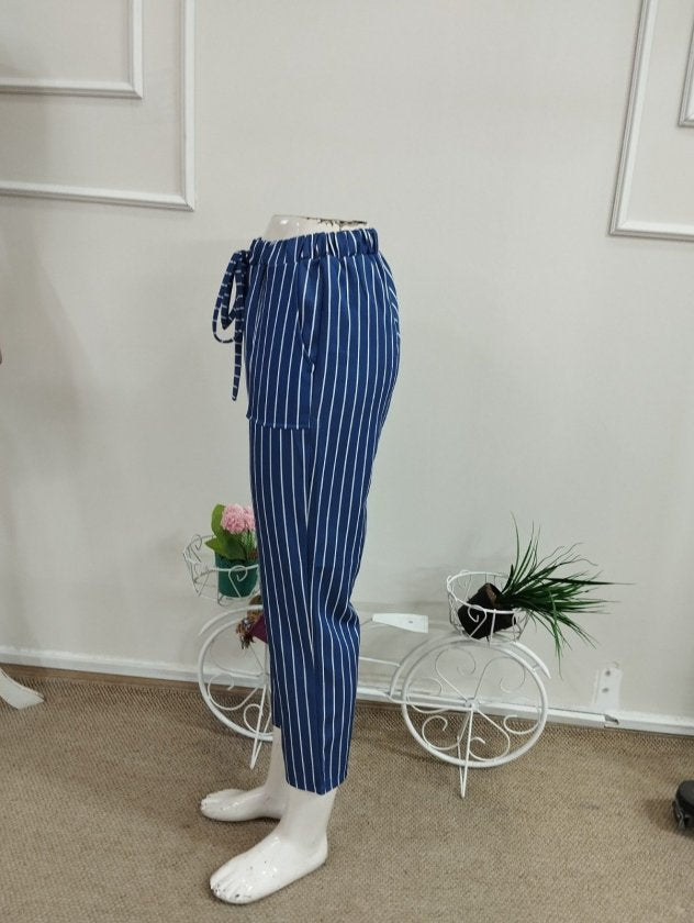 Kadın Yüksek Bel Bağcıklı Leopar Desenli Modal Pantolon, 38405