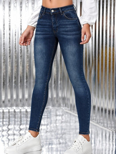 Kadın Yüksek Bel Cep Detaylı Skinny Kot Pantolon, 38406