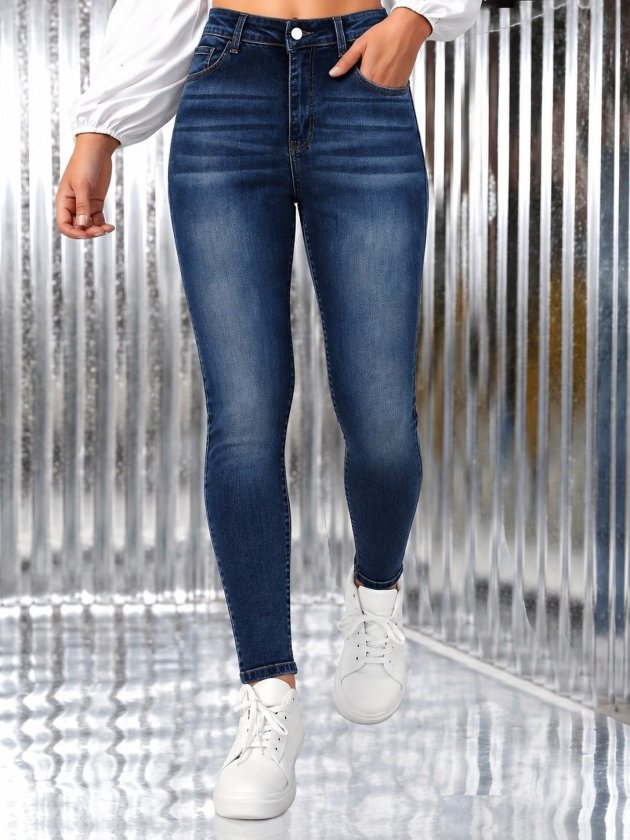 Kadın Yüksek Bel Cep Detaylı Skinny Kot Pantolon, 38406