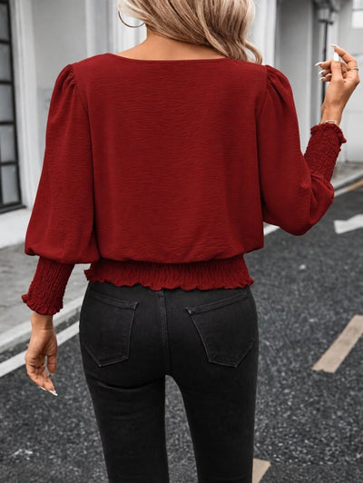 Kadın Uzun Kollu Yuvarlak Yaka Etek Ucu Gipe Detaylı Aerobin Bluz, 38456