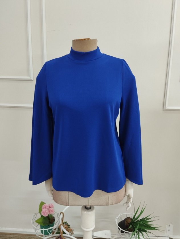 Kadın Yarasa Kollu Balıkçı Yakalı Janjan Krep Bluz, 38465