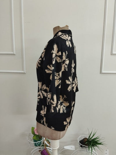 Kadın Truvakar Kollu Yakalı Leopar Desenli Modal Bluz, 38544