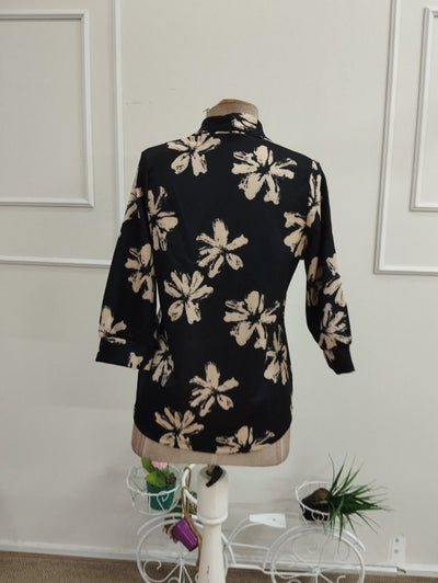 Kadın Truvakar Kollu Yakalı Leopar Desenli Modal Bluz, 38544