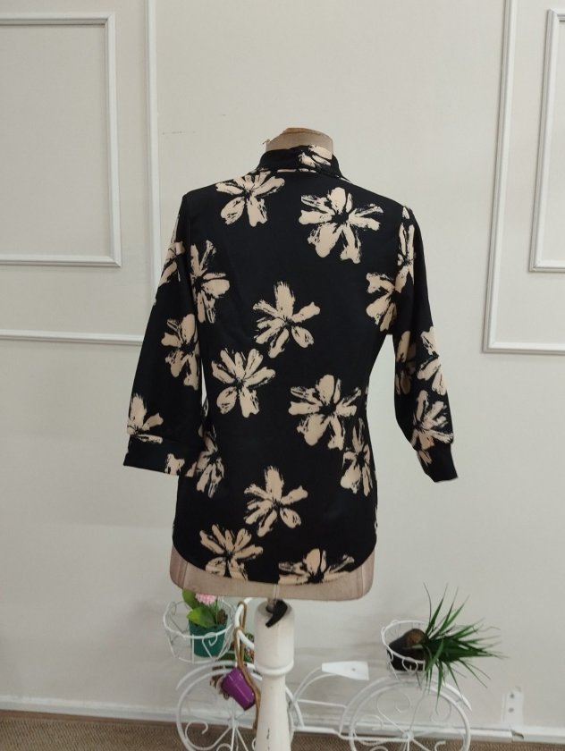 Kadın Truvakar Kollu Yakalı Leopar Desenli Modal Bluz, 38544