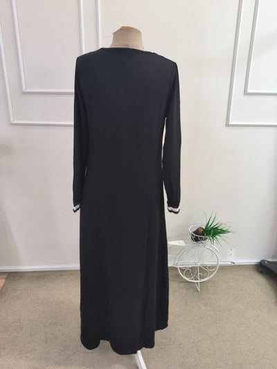 Kadın Uzun Kollu V Yakalı Cepli Uzun Viskon Iki Iplik Elbise, 38549