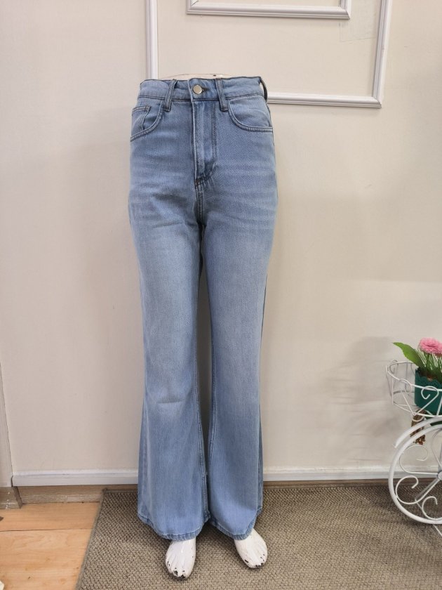 Kadın Yüksek Bel Geniş Paça Detaylı Kot Pantolon, 38558