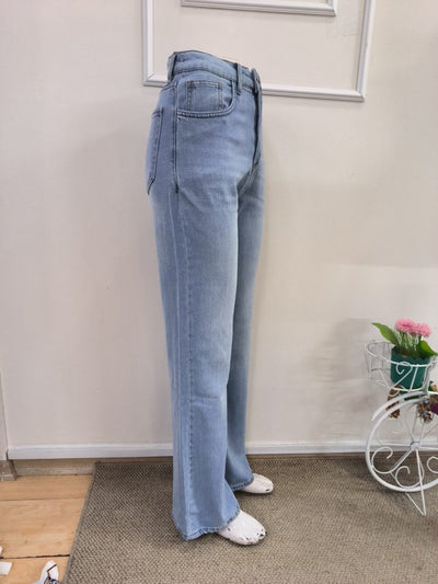 Kadın Yüksek Bel Geniş Paça Detaylı Kot Pantolon, 38558