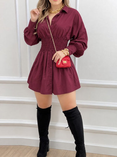 Kadın Uzun Kollu Yakalı Beli Lastikli Trikoton Bluz, 38566