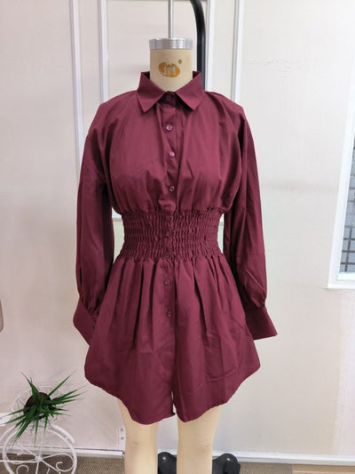 Kadın Uzun Kollu Yakalı Beli Lastikli Trikoton Bluz, 38566