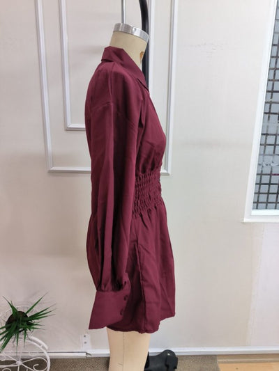 Kadın Uzun Kollu Yakalı Beli Lastikli Trikoton Bluz, 38566