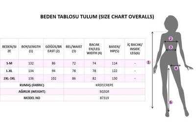 Kadın Uzun Kollu Kruvaze önden Pileli Yakalı Uzun Janjan Tulum, 38578