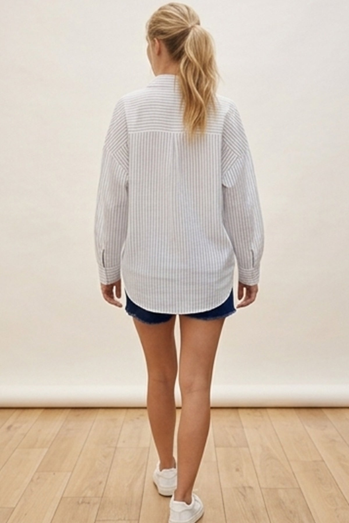 Cămașă în carouri Oversize 3900 - Bej. desch.