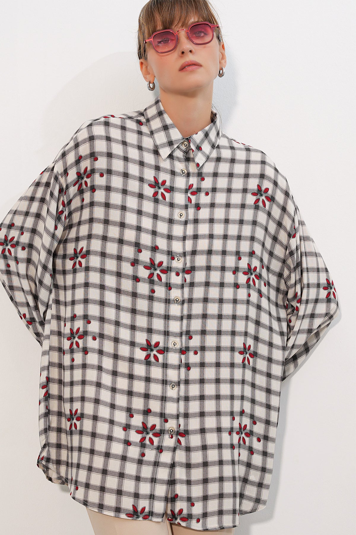 Cămașă basic lungă oversize 3900 - Negru E.
